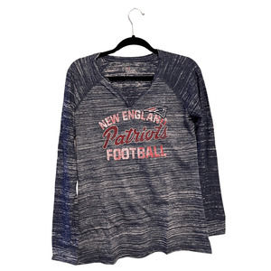 Majestic Fan Fashion New England Patriots Burnout Raglan Sleeve Top Size Large